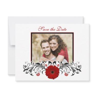 Red Gerbera Floral Save the Date