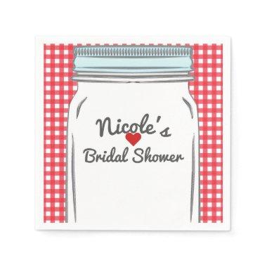 Red Gingham & Blue Mason Jar Rustic Country Party Napkins