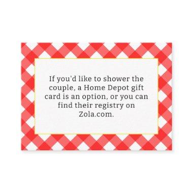 Red Gingham Bridal Shower Enclosure Invitations