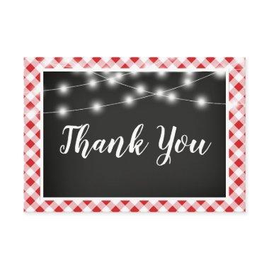 Red Gingham Chalkboard Lights Shower Thank You