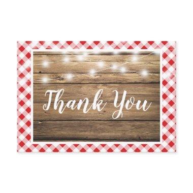 Red Gingham Thank You Rustic Wood Event Shower