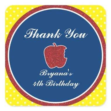 Red Glitter Apple Princess Party Favor Stickers
