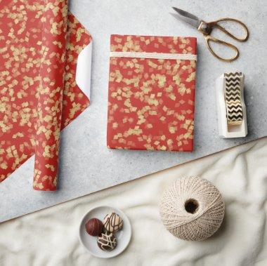 Red Gold Confetti  Wrapping Paper