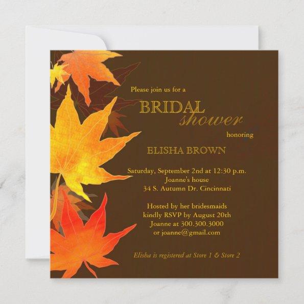 Red Gold Fall Maple Bridal Shower Invitations