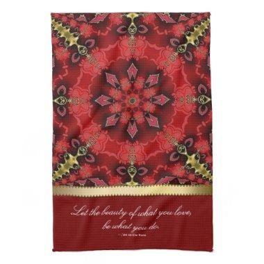 Red Gold Geometric Art Quote Tea Towel