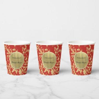Red Gold Glam Confetti  Paper Cups