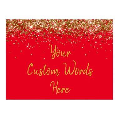 Red & Gold Glitter Birthday Party Prop Anniversary Poster