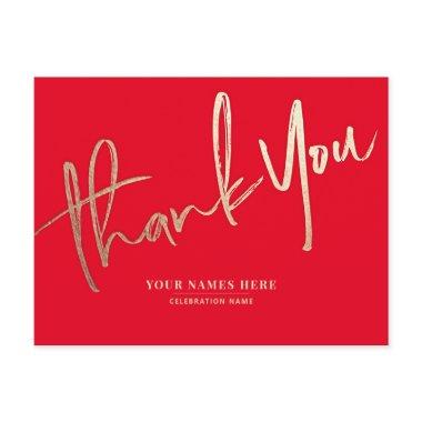 Red Gold Thank You Elegant Universal PostInvitations