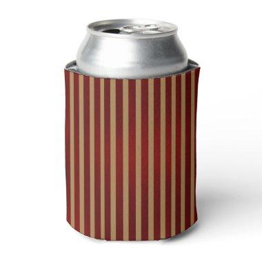 Red & Gold Vertical Stripes Striped Pattern Can Cooler