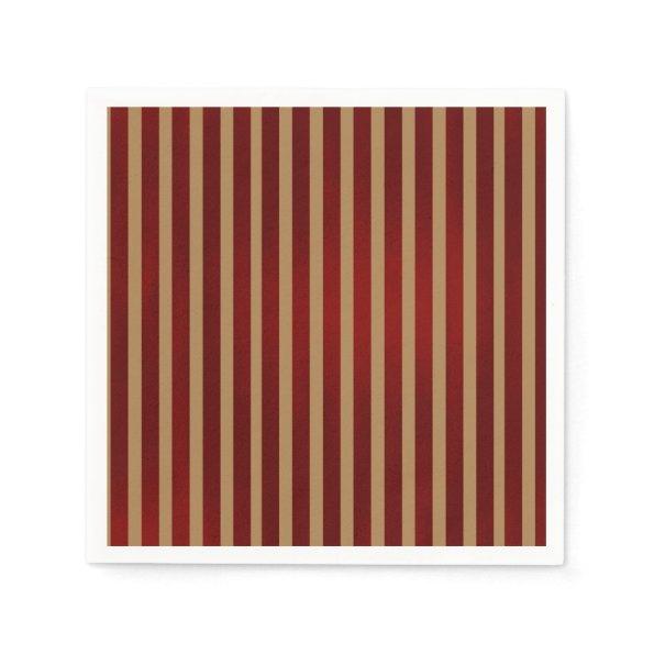 Red & Gold Vertical Stripes Striped Pattern Napkins