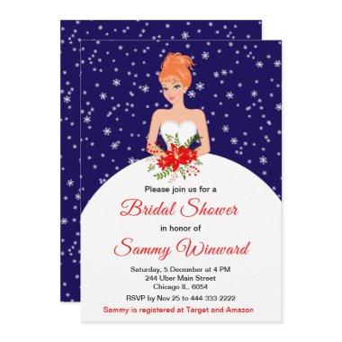Red Hair Bride Snowflake Navy