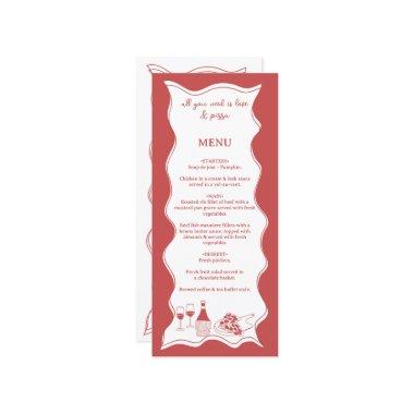 Red Hand Drawn Italian Pizza Wine  Menu