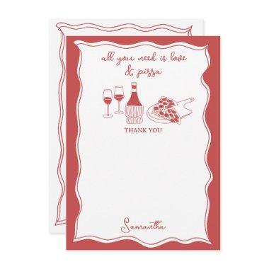 Red Hand Drawn Italian Pizza Wine  Thank You