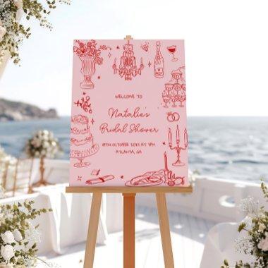 Red Hand Drawn Whimsical  Poster