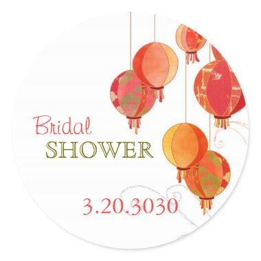 Red Hanging Lanterns Bridal Shower Classic Round Sticker