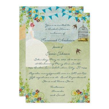 Red Head  Birdcage Bunting Invite