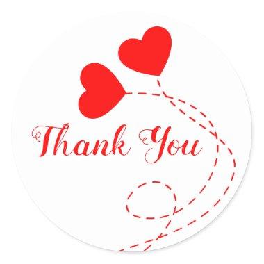 Red Heart Balloons Bridal Shower Wedding Thank You Classic Round Sticker