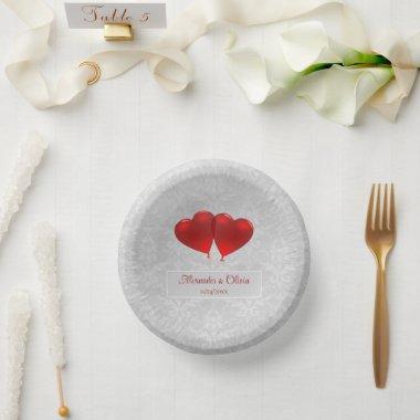 Red Heart Balloons Wedding Paper Bowls