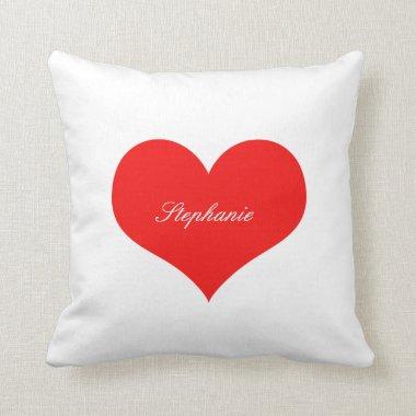 Red Heart Custom Name Monograms Gift Favor Decor Throw Pillow