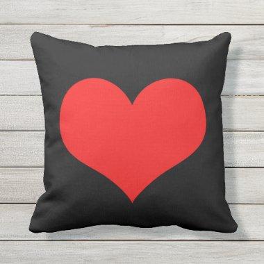 Red Heart Cute Valentine's Day Black Custom Color Outdoor Pillow