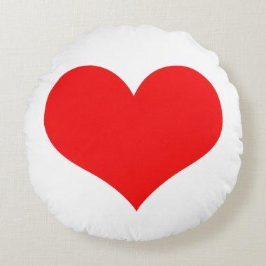 Red Heart Cute Valentine's Day Custom Color White Round Pillow