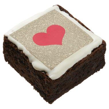 Red Heart Cute Valentine's Day Rustic Gold Glitter Brownie