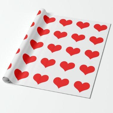Red Heart Cute Valentine's Day White Custom Color Wrapping Paper
