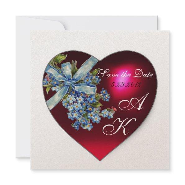RED HEART & FORGET ME NOT MONOGRAM Gold Metallic