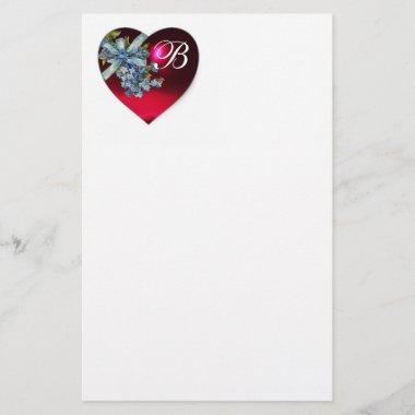 RED HEART & FORGET ME NOTS MONOGRAM STATIONERY