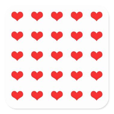 Red Heart Patterns Weddings Valentine's Birthdays Square Sticker