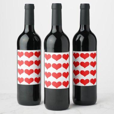 Red Heart Patterns Weddings Valentine's Birthdays Wine Label