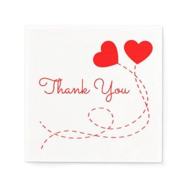 Red Heart Wedding Thank You Balloons Bridal Shower Napkins