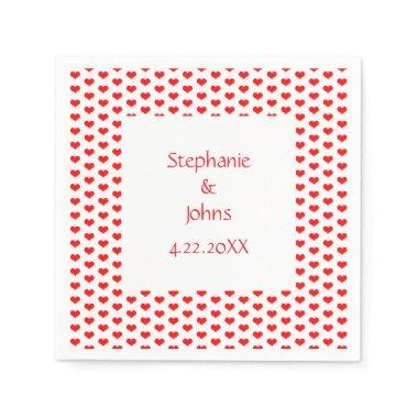 Red Hearts Couple Romantic Custom Name Wedding Napkins