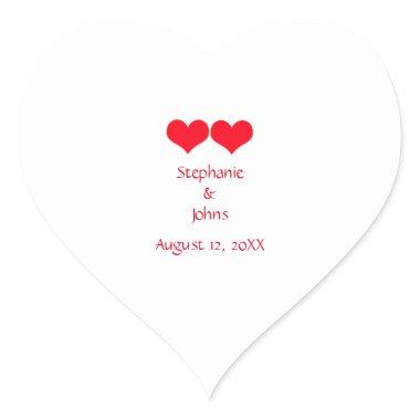 Red Hearts Cute Couple Wedding Romantic Engagement Heart Sticker
