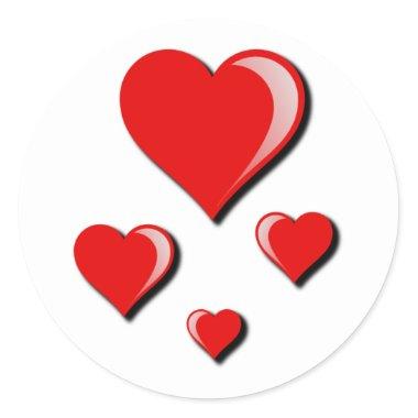 Red Hearts Love and Valentine's Day Classic Round Sticker