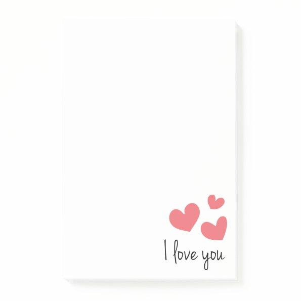 Red Hearts Love You Wedding, Party, Bridal Shower Post-it Notes