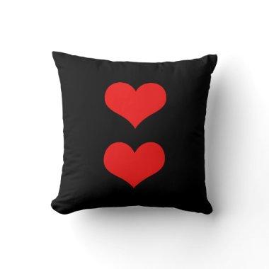 Red Hearts Valentine's Day Black Custom Color Gift Throw Pillow