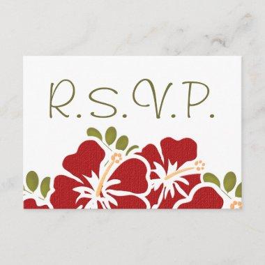 RED HIBISCUS RSVP WEDDING RESPONSE Invitations