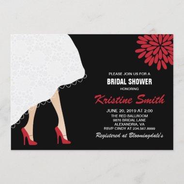 Red High Heel Shoes Bridal Shower Invitations