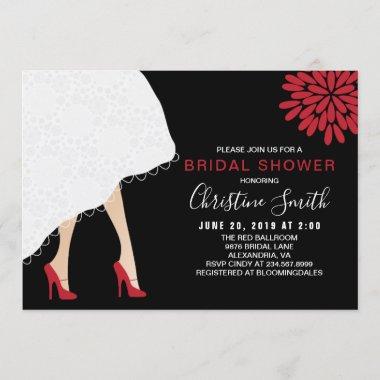 Red High Heel Shoes Bridal Shower Invitations