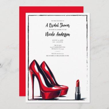 Red High Heels & Lipstick Bridal Shower Invitations