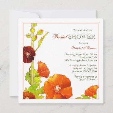 Red Hollyhocks Unique Bridal Shower Invitations