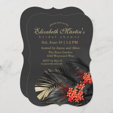 Red Jasmine Dark Tropical Bridal Shower Invitations