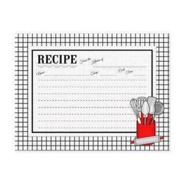 Red Kitchen Utensil Caddy Rolling Pin Recipe Invitations