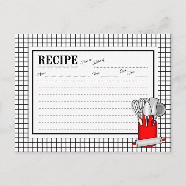 Red Kitchen Utensil Caddy Rolling Pin Recipe Invitations