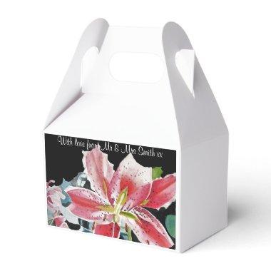 Red Lily Floral flowers Wedding Cake Favor Boxes
