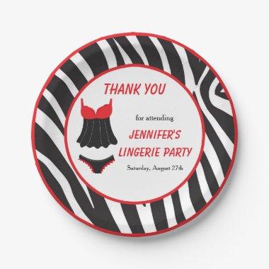 Red Lingerie Party Thank You Paper Plates