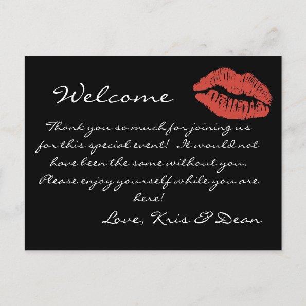 Red Lips Kiss Welcome Bag Note PostInvitations