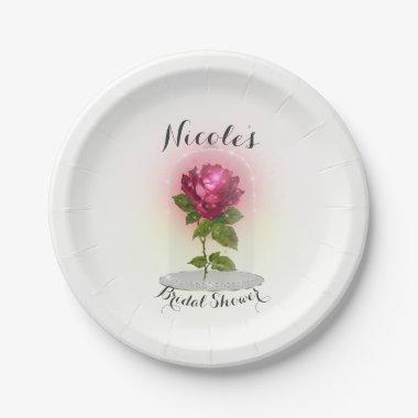 Red Magical Red Rose Birthday Party Custom Paper Plates