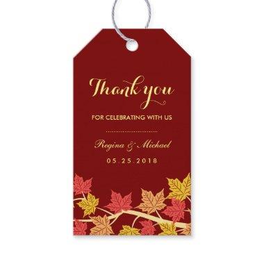 Red Maple Leaves Autumn Wedding Gift Tag